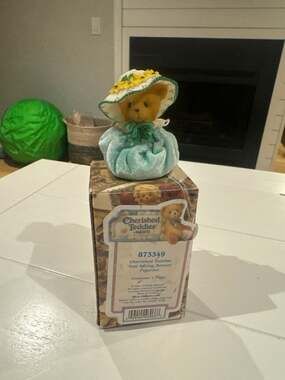Cherished Teddies Teal Spring Bonnet Figurine Item 873349